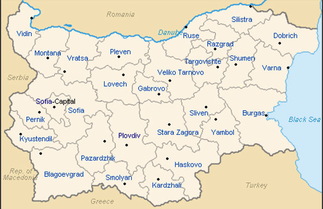 Administrative map of Bulgaria